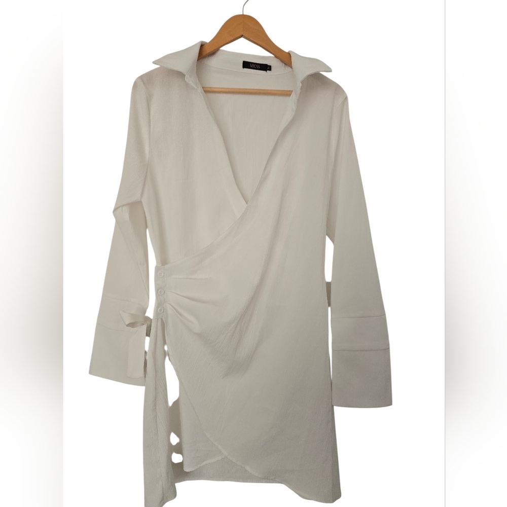 Micas White Wrap Blouse Dress Size XL